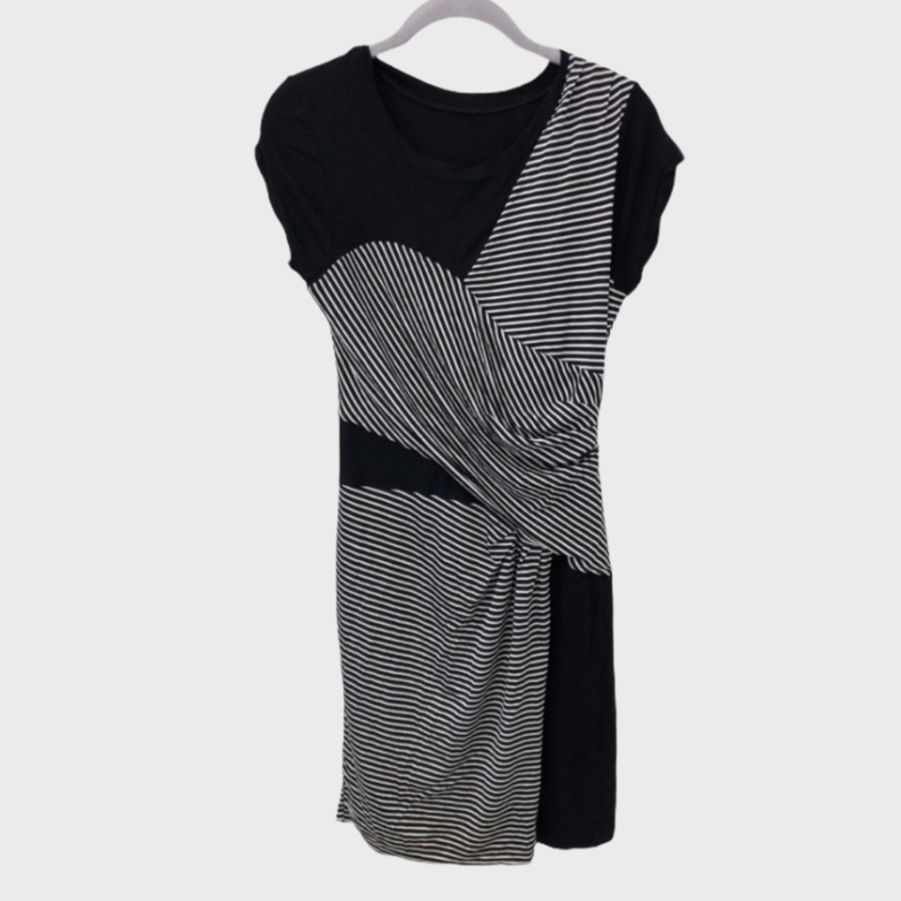 Bcbg stripe mixed media jersey dress